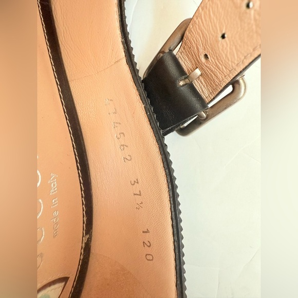 Gucci Black Leather Dionysus Perforated Mary Jane Pumps EU 37.5 - Picture 7 of 10